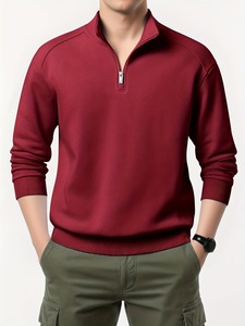 Sudadera con Cierre Unisex, Cómoda, de Media Cremallera, Informal, para Hombre y Mujer, Manga Larga, Cuello Alto, Corte Regular, para Otoño - Product Image 1