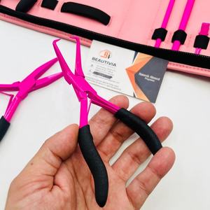 Hot Pink Hair Extension <b>Tools</b> Kit Micro Link and Removal Plier Set Professional Stainless Steel Beads <b>Threads</b> & Heat Protector - Product Image 4