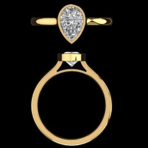 Elegante Anillo de Compromiso de Oro Amarillo con Diamante en Forma de Pera, Anillo de Boda Minimalista con Solitario, Diseño de Joyería Moderna, Regalo - Product Image 3