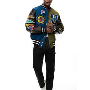 Custom Men's Varsity Jacket Black White Embroidered Patch Turn Down Collar Regular Fit Autumn Outerwear - Product Image 2