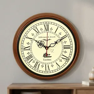 Horloge murale en bois artisanale, vintage, marron, analogique, décorative, pour salon, chambre, bureau, décoration de la maison, silencieuse, sans tic-tac - Product Image 2
