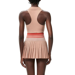 Women Sleeveless Pickleball uniforms With Shirt Collar <b>And</b> Pleated <b>Skirt</b> Striped Waistband Breathable Fitted Sport Apparel - Product Image 5