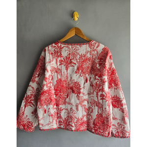 Chaqueta acolchada de algodón para mujer, hecha a mano, con estampado animal, estilo kimono con abertura frontal y bolsillos delanteros, regalo para ella, para primavera y otoño. - Product Image 6