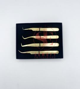 Venta al por mayor 100% de acero inoxidable de alta calidad pinzas de extensión de pestañas con punta de fibra Lash Premium pinzas de pestañas - Product Image 3