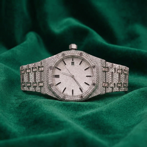 Montre automatique de luxe entièrement sertie de moissanite, en acier inoxydable, saphir, étanche, style diamant, pour homme et femme - Product Image 1