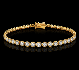 Bracelet tennis en diamants de laboratoire sertis clos, ronds, 2 mm, 3 mm, 4 mm, argent 925 / or 14 carats - Product Image 1