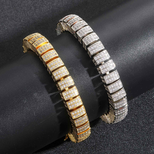 Bracelet large en moissanite serti de diamants, style luxe, bijoux statement, cadeau étincelant pour hommes et femmes - Product Image 5