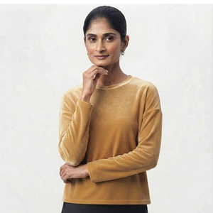 Vente en gros de t-shirts à manches longues en velours pour hommes, doux, confortables, de qualité supérieure, décontractés, unis, fabricant de vêtements OEM ODM - Product Image 6