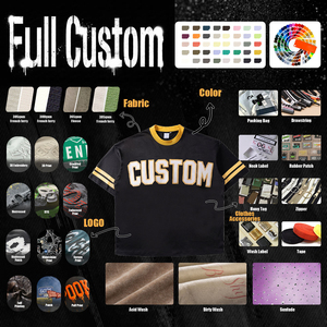 260 Gsm Heavyweight Oversized Cropped <b>Tshirts</b> for Men Mesh Fabric Hommes Custom Graphic Cotton Drop - Product Image 3