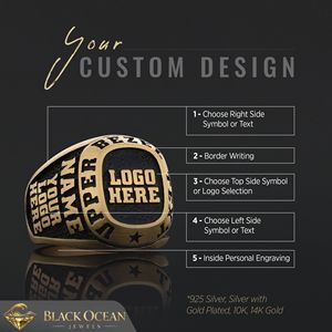 Anillo Personalizado BOJ 022 con Nombre Grabado y Logotipos Personalizados, Hecho a Mano en Plata 925 Chapada en Oro, Diseño Exclusivo, Precio Bajo, Gran Venta - Product Image 3