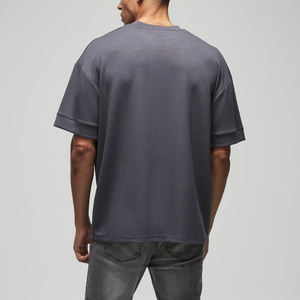Camisetas de Hombre Formales de Algodón 100% de Tejido Worsted, Ajuste Holgado, con Patrón de Letras de Color Personalizado, Hombro Caído, Transpirables, Venta al por Mayor - Product Image 2