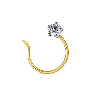GLEAMORA ENTERPRISE Flower Shape Brilliant Cut Lab Grown Diamond <b>Nose</b> <b>Pin</b> 14K Yellow Gold Plated Luxury Stud Women's Wedding - Product Image 1