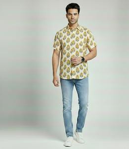 Meilleure collection de chemises en coton à manches courtes, décontractées et formelles, imprimées à la main au batik, pour hommes - Product Image 2