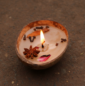 Handmade <b>Flame</b> Resistant Wooden Coconut <b>Candle</b> Holder Flower Decor for Home Tabletop Decoration - Product Image 3