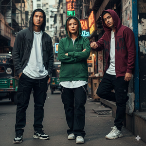 REXFIT SPORTS Sudaderas con Capucha y Cremallera para Hombre, Tallas Grandes, Estilo Urbano, Lavado Ácido Desgastado, Hombro Caído, Casual - Product Image 2