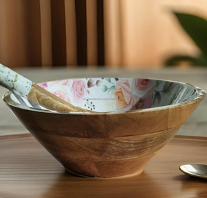 Custom Design Wood <b>Bowl</b> Countertop Display Wooden <b>Bowl</b> with <b>Enamel</b> Inlay Print Tableware Kitchen <b>Bowl</b> - Product Image 4