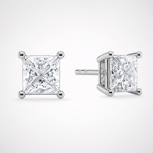 Boucles d'oreilles Luxeshine en or massif 14 carats avec diamants de laboratoire taille princesse de 2,00 ct, certifiées IGI, pour mariage - Product Image 4