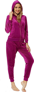 Polyester/Cotton Wholesale Custom 2 Pcs Velvet Windproof Breathable Casual <b>Lightweight</b> <b>Hoodie</b> Jogging Set Velour Tracksuit Women - Product Image 2