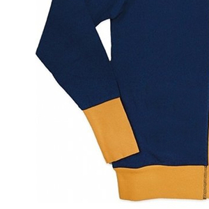 Vêtements personnalisés pour femmes, pull en coton bleu marine et or, OEM ODM, pull décontracté d'hiver avec décoration en appliqué - Product Image 3