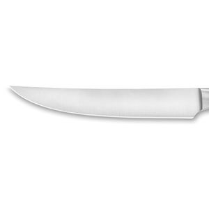 Couteaux à steak à lame affûtée en acier inoxydable poli, avec lame courbée et manche noir robuste riveté, pour la découpe de steak en cuisine - Product Image 5