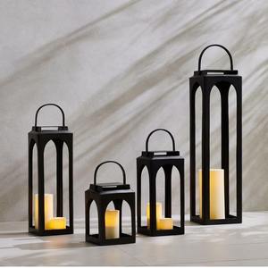 Juego de Faroles de Vela Arqueados en Negro Mate, Decoración Moderna, Vela LED sin Llama para Sala de Estar, Patio, Ambiente Interior y Exterior, Pequeños y Grandes - Product Image 1