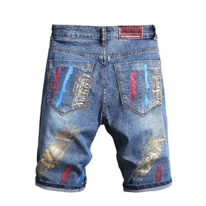 Pantalones Cortos de Mezclilla para Hombre, Casuales, de Verano, Ajustados, Transpirables, Estilo Urbano, Azul Clásico, Elásticos, con Decoración de Botones Simples - Product Image 2