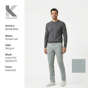 <b>Men</b> <b>Stretch</b> Chino Pants Cotton Spandex Smart Casual Trousers 285GSM OEM ODM Wholesale Manufacturer - Product Image 1