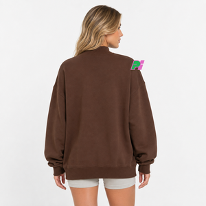 Sudadera OHIO para Mujer, Cuello Alto, Color Marrón, 100% Algodón, Estilo Urbano, Ecológica, Talla Grande, con Aplicaciones Personalizadas - Product Image 4