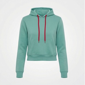 Women Long Sleeve <b>Hoodies</b> Crop Top Autumn <b>Thin</b> Hooded Cropped Pullover Lightweight Sweatshirt Trendy Customized Color - Product Image 1