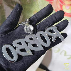 Pendentif personnalisé « ROBBO » en moissanite et diamant, chaîne cubaine « Iced Out », collier hip-hop bling-bling, bijoux - Product Image 6