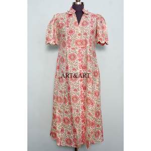 Vestido Midi de Verano para Mujer, Estampado Bohemio, Colorido, de Algodón Puro, Manga Corta, Corte en A, Estilo Vintage, Floral - Product Image 3