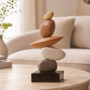 Escultura Minimalista de Madera y Resina, Hecha a Mano, Decoración Abstracta para Mesa, Adorno Artístico para Sala de Estar - Product Image 4
