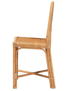Silla de Ratán Natural con Respaldo Redondo - Asiento de Mimbre Tejido a Mano con Diseño de Celosía Abierta, Altura de Mostrador, Individual - Product Image 2