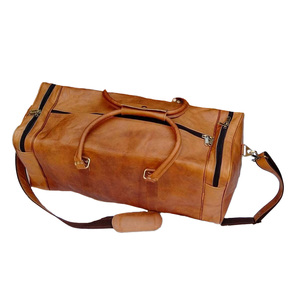 Leather <b>Duffel</b> <b>Bag</b> with Zipper Closure and Adjustable Straps for Travel Weekender Use - Product Image 3