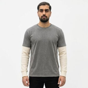 T-shirt en jersey vert pour homme, coupe classique, manches courtes, col rond, couleur unie, tricoté, teinture unie, éco-responsable, streetwear - Product Image 2