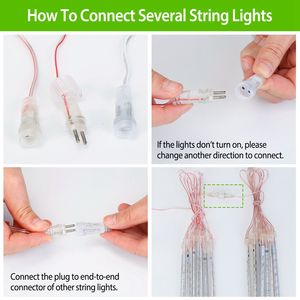 ไฟประดับรูปฝนตกพลังงานแสงอาทิตย์ ความยาว 9.84 ฟุต กันน้ำ ไฟตกแต่งรูปหยดน้ำสำหรับสวน - Product Image 4