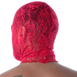 Masque intégral en cuir rouge pour homme, style fetish, avec dentelle fluide et ouverture pour la bouche, pour tenue de club sexy - Product Image 4