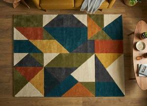 Alfombra de Lana de Lujo Hecha a Mano con Diseño Geométrico, Moderna y Abstracta, Antideslizante, de Pelo Medio, con Base de Silicona y Algodón, para Sala de Estar y Dormitorio - Product Image 3