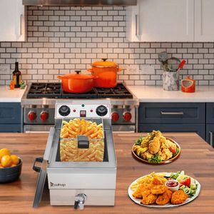 EH101V 8.5QT/8L Stainless Steel Single Tank Deep Fryer 12.5QT/11.8L Total Capacity 17" Faucet Electric Deep Fryer - Product Image 6