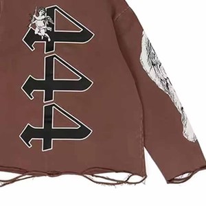 Sweat-shirt à capuche gothique Angel Boys Club pour homme, coupe oversize, imprimé, en coton, motif ailes brunes - Product Image 3