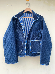 Veste kimono en velours de coton 100% faite à la main |   Vêtement d'automne/hiver respirant, écologique, à séchage rapide, anti-plis, avec poche avant - Product Image 2