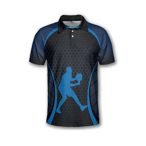 Polo Deportivo Sublimado para Hombre, Diseño de Puntos Azules y Negros, Secado Rápido, Manga Corta, Cuello con Botones, Corte Regular, Adulto - Product Image 1