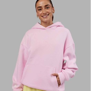 <b>Women's</b> Oversized Light <b>Blue</b> Fleece <b>Hoodie</b> With Kangaroo Pockets Regular Fit Solid Color Autumn Wear - Product Image 5
