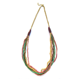 Collar de Cuentas con Forma de Corazón Geométrico, Rojo y Verde, Estilo Unisex, Cadena Larga, Joyería a Precio de Mayoreo, Hindúismo - Product Image 3