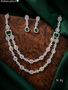 Silver Plated Brass Women's Bridal Set Choker <b>Necklace</b> Drop Earrings Tikka Ethnic Zircon Trendy Wedding Engagement Anniversary - Product Image 1