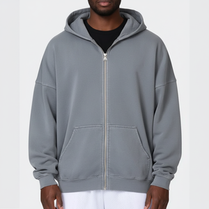 Haut à capuche décontracté pour homme 100 % coton avec broderie appliquée numérique, coupe oversize, épais, pour l'hiver, vêtement de mode quotidien - Product Image 6