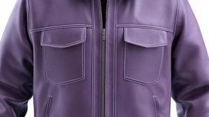 เสื้อแจ็คเก็ตหนัง PU สีม่วงคุณภาพสูงสำหรับผู้ชาย ปกคอพับ ปิดด้วยซิป สวมใส่สบายๆ ในฤดูใบไม้ร่วง - Product Image 2