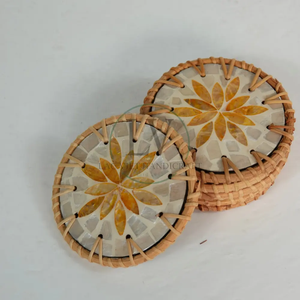 Handcrafted Mother of Pearl Inlay Coasters Hanoi's Craftsmanship From Vietnam Cozy Mats & Pads - Product Image 1
