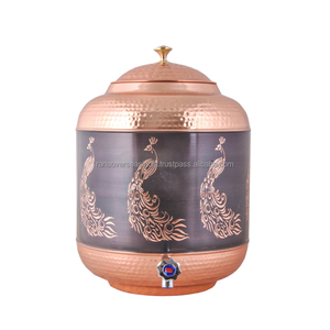 ถังเก็บน้ำทำจากทองแดงสลักลายนกยูงสำหรับเก็บน้ำในบ้านและสำนักงาน - Product Image 5