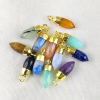 Dijes de Ópalo Rosa en Forma de Punta, Hechos a Mano, Ópalo Rosa Natural, Corte Facetado, Dijes en Forma de Bala, con Punta Electrochapada